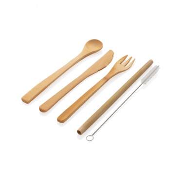 Logo trade corporate gifts image of: Reusable bamboo travel cutlery set