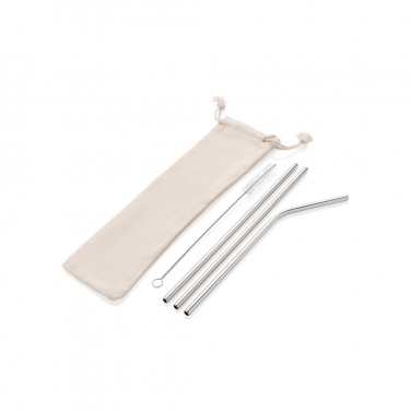 Logo trade promotional items image of: Reusable stainless steel 3 pcs straw set