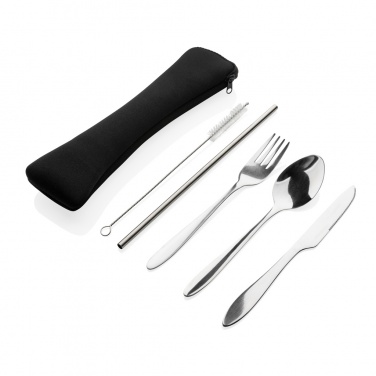 Logo trade promotional merchandise picture of: 4 PCS stainless steel re-usable cutlery set