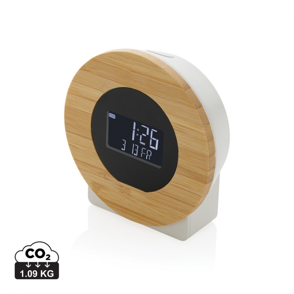 Logotrade promotional merchandise image of: Utah RCS rplastic and bamboo LCD desk clock