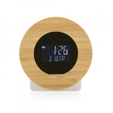 Logotrade promotional gift picture of: Utah RCS rplastic and bamboo LCD desk clock