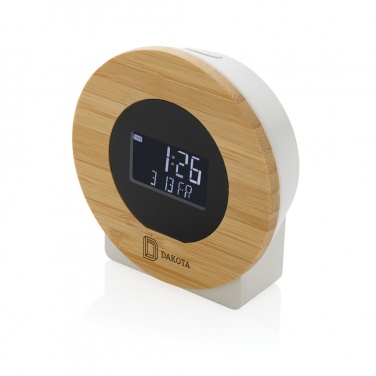 Logotrade advertising product picture of: Utah RCS rplastic and bamboo LCD desk clock