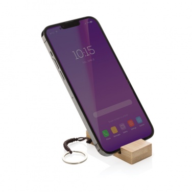 Logotrade promotional giveaway image of: Standkey bamboo keychain phone stand