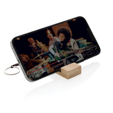 Logotrade promotional item picture of: Standkey bamboo keychain phone stand