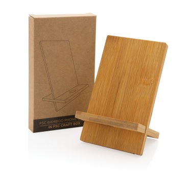 Logo trade business gifts image of: Bamboo phone stand in kraft box