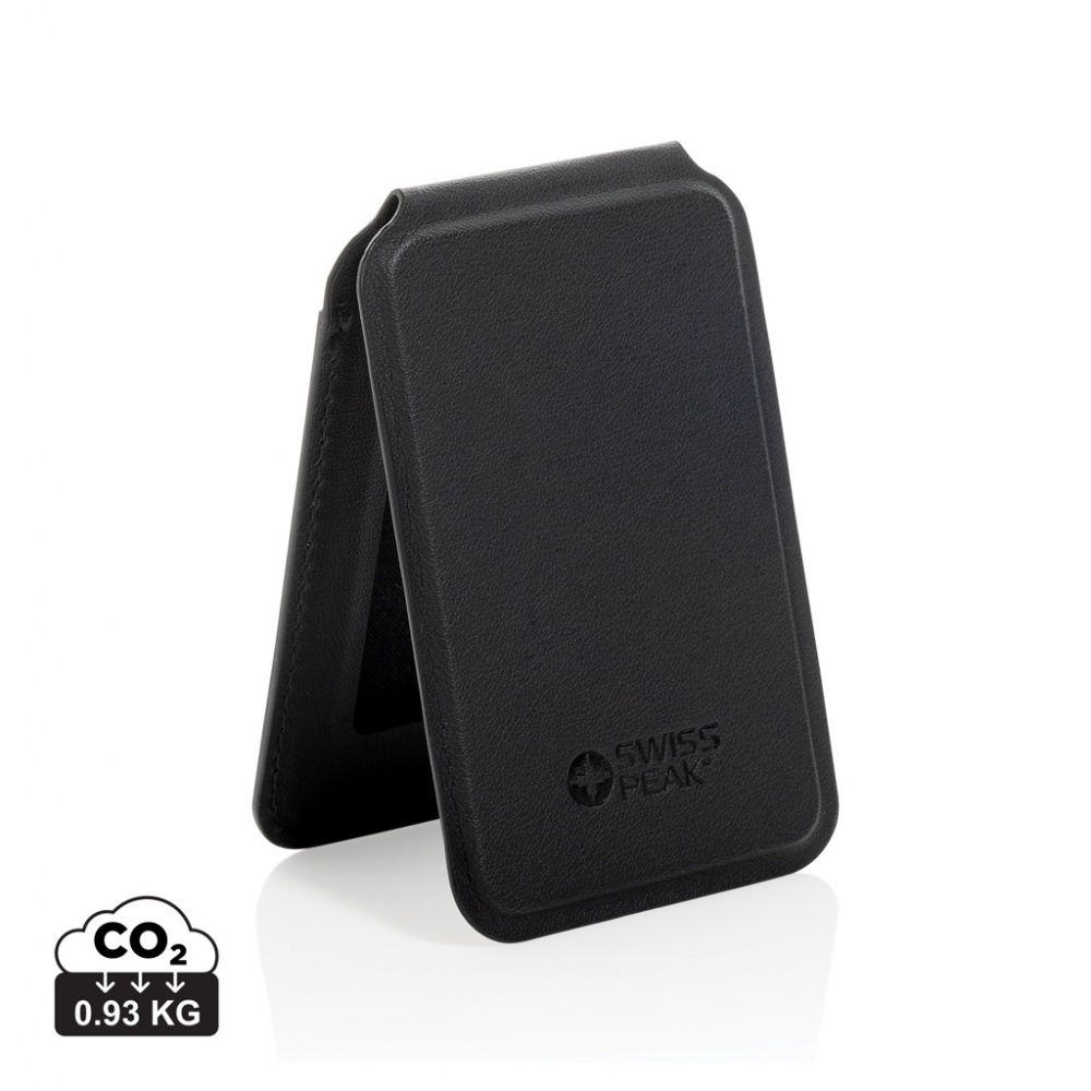 Logo trade promotional merchandise image of: Magstand RCS recycled PU magnetic phone wallet with stand