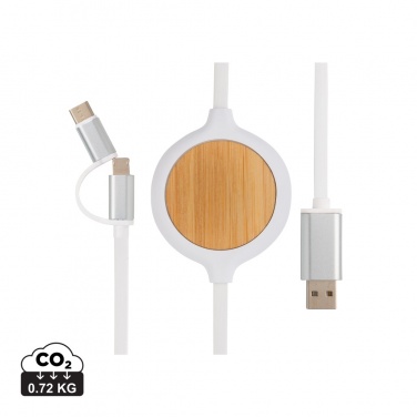 Logotrade promotional gift image of: 3-in-1 cable with 5W bamboo wireless charger