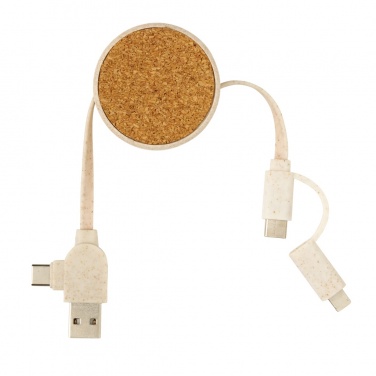 Logo trade corporate gift photo of: Cork and Wheat 6-in-1 retractable cable