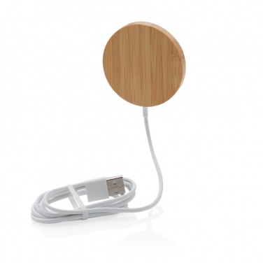 Logo trade promotional gifts image of: 10W bamboo magnetic wireless charger