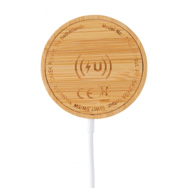 Logo trade promotional merchandise photo of: 10W bamboo magnetic wireless charger