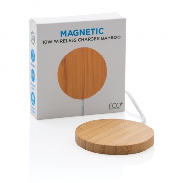 Logo trade promotional merchandise photo of: 10W bamboo magnetic wireless charger