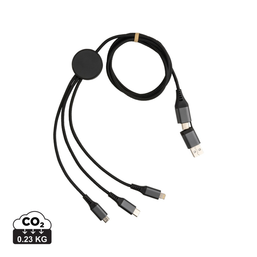 Logotrade promotional product picture of: Terra RCS recycled aluminium 120cm 6-in-1 cable