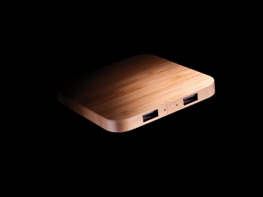 Logo trade advertising products image of: Bamboo 5W wireless charger with USB