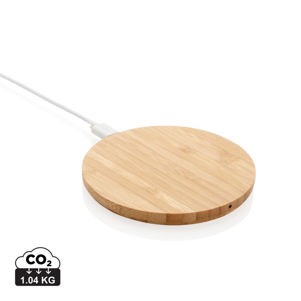 Logotrade promotional gift image of: Bamboo 5W round wireless charger