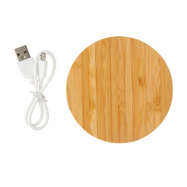 Logotrade promotional product picture of: Bamboo 5W round wireless charger