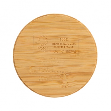 Logo trade corporate gifts picture of: Bamboo 5W round wireless charger