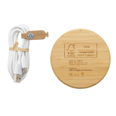 Logotrade promotional merchandise picture of: Bamboo 5W round wireless charger