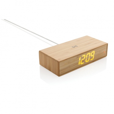 Logotrade advertising product image of: Bamboo alarm clock with 5W wireless charger