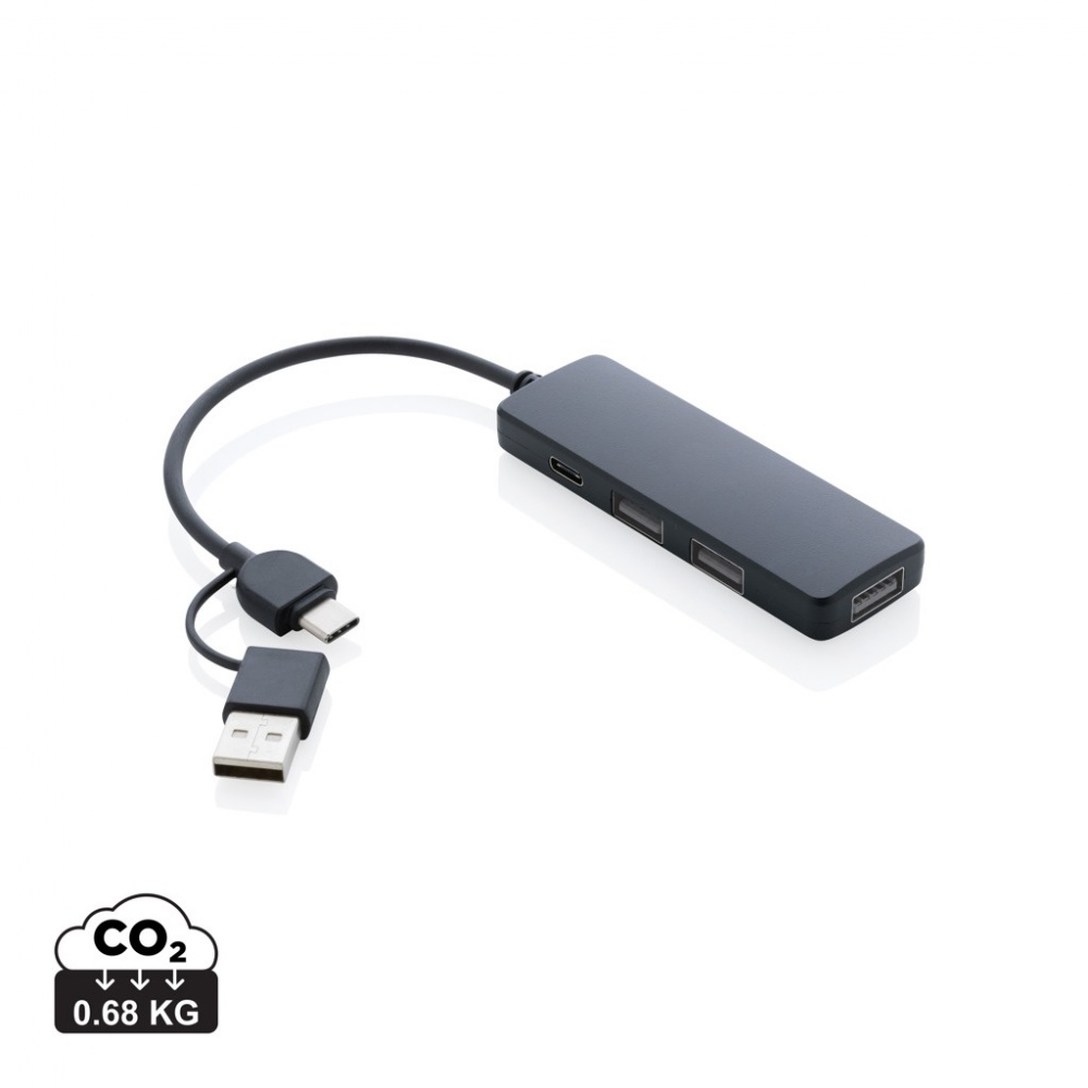 Logotrade promotional gift image of: RCS recycled plastic USB hub with dual input