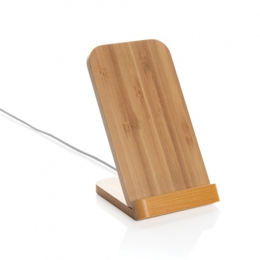 Logo trade corporate gifts picture of: Bamboo 5W wireless charging stand