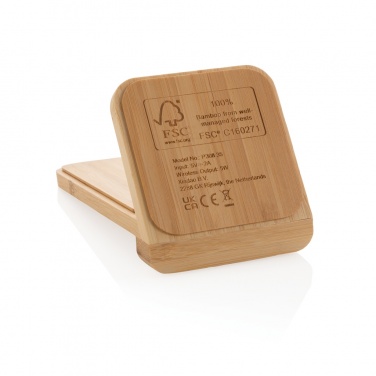 Logo trade promotional merchandise photo of: Bamboo 5W wireless charging stand