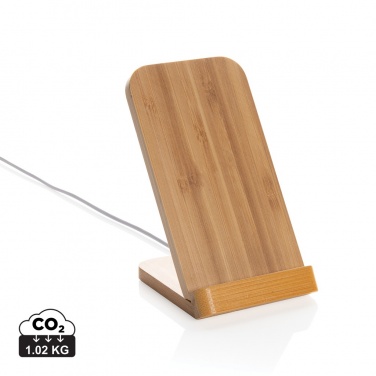 Logo trade promotional giveaway photo of: Bamboo 5W wireless charging stand