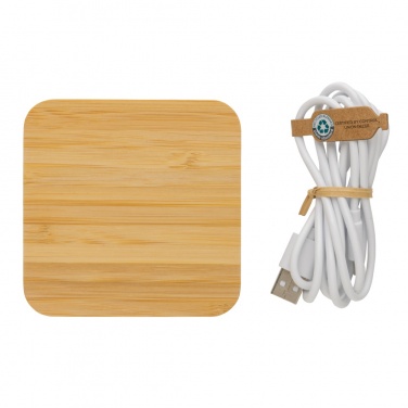 Logotrade promotional item picture of: Bamboo 10W wireless charger with USB