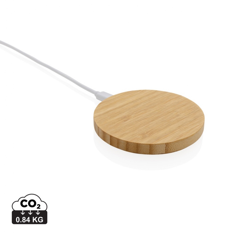 Logo trade promotional gifts image of: Bamboo 15W wireless charger