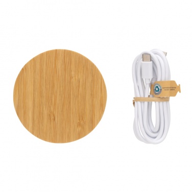 Logo trade promotional merchandise image of: Bamboo 15W wireless charger