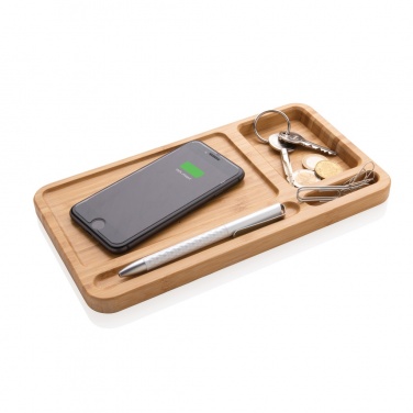 Logotrade advertising products photo of: Bamboo desk organiser 10W wireless charger