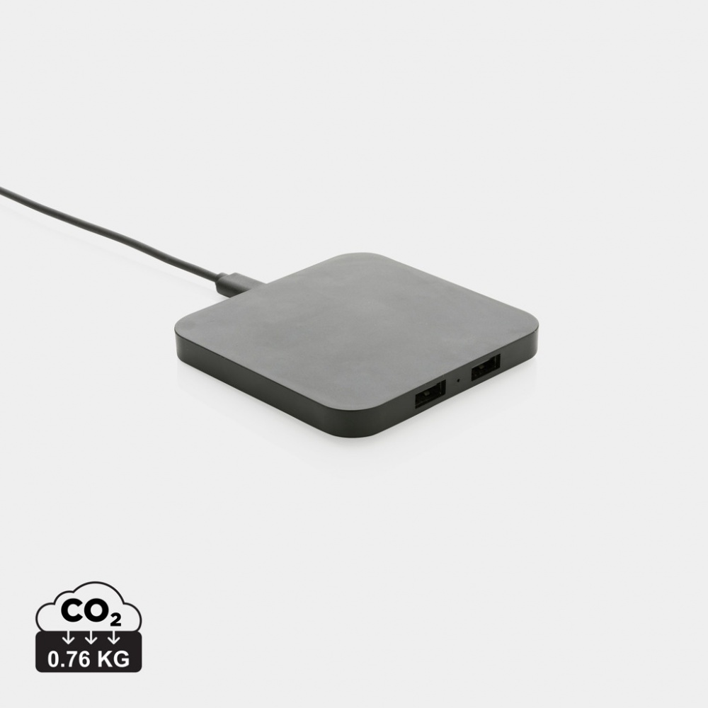 Logotrade promotional giveaway picture of: RCS recycled plastic 10W Wireless charger with USB Ports