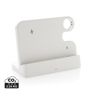 Logo trade promotional merchandise picture of: Joltz RCS recycled plastic dual 15W charger with iWatch slot