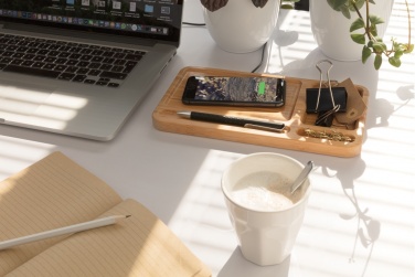 Logotrade promotional giveaways photo of: Bamboo desk organiser 5W wireless charger