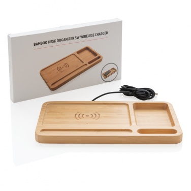 Logotrade corporate gift picture of: Bamboo desk organiser 5W wireless charger