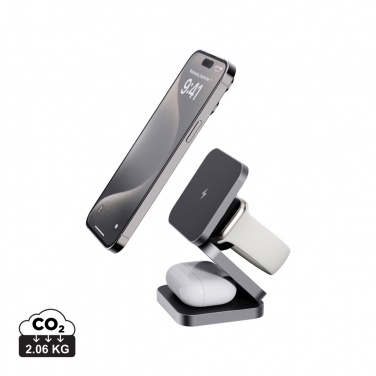 Logotrade promotional product image of: Terra RCS recycled aluminum foldable 3 in 1 15W charger