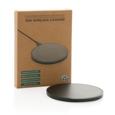 Logotrade promotional item image of: RCS standard recycled plastic 10W wireless charger