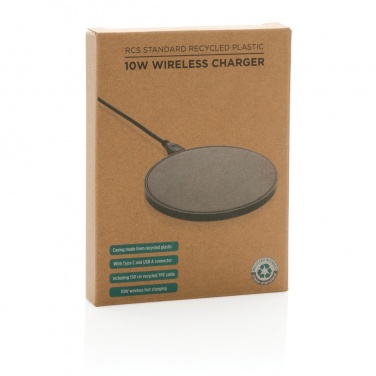 Logo trade advertising products image of: RCS standard recycled plastic 10W wireless charger