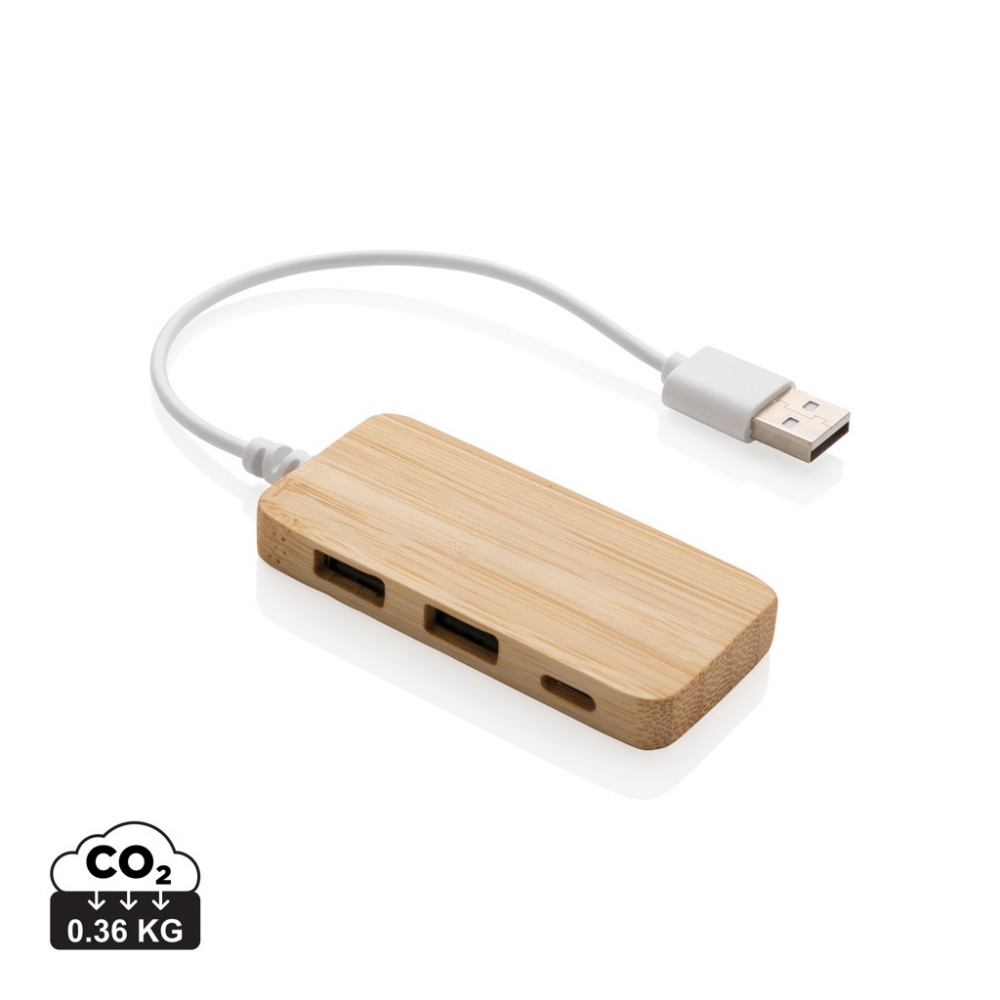 Logo trade corporate gift photo of: Bamboo hub with Type-C