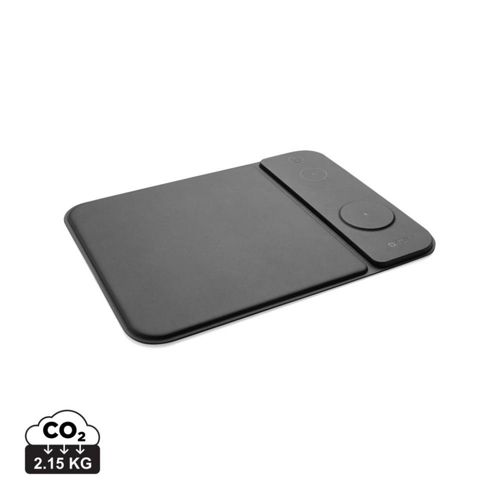 Logotrade promotional items photo of: Swiss peak RCS recycled PU 15W 3 in 1 charging mousepad