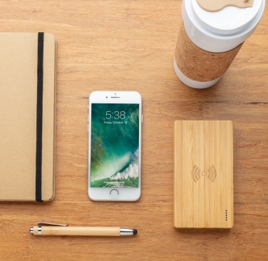 Logo trade promotional items picture of: Bamboo 4.000 mAh wireless 5W Powerbank