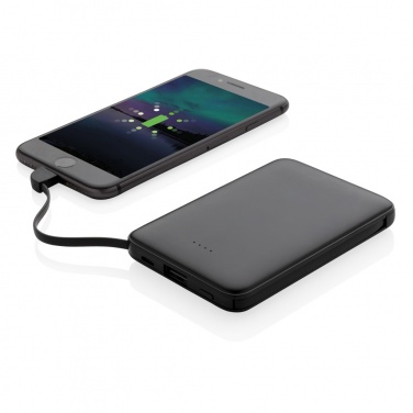 Logotrade promotional item picture of: 5.000 mAh Pocket Powerbank with integrated cables