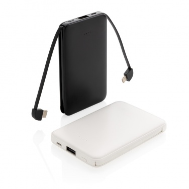 Logo trade promotional products image of: 5.000 mAh Pocket Powerbank with integrated cables