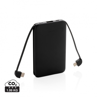 Logo trade promotional merchandise photo of: 5.000 mAh Pocket Powerbank with integrated cables