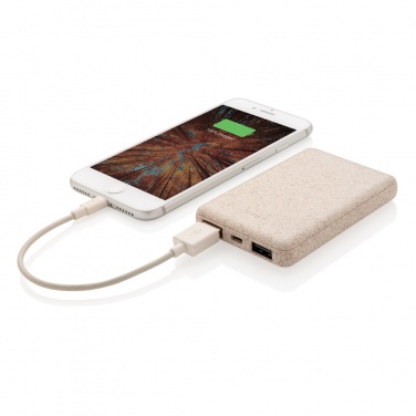 Logotrade corporate gift image of: Wheat Straw 5.000 mAh Pocket Powerbank