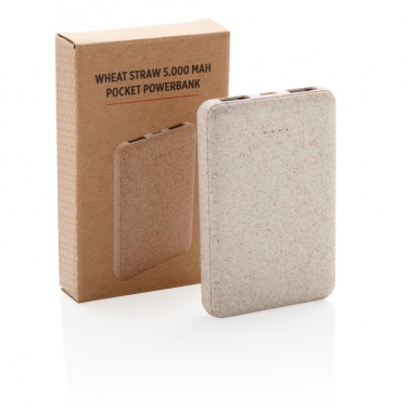 Logotrade promotional gift image of: Wheat Straw 5.000 mAh Pocket Powerbank