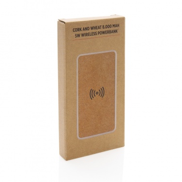 Logo trade promotional giveaway photo of: Cork and Wheat Straw 8.000 mAh 5W wireless powerbank