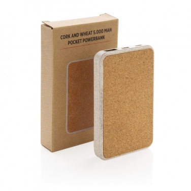 Logotrade promotional merchandise image of: Cork and Wheat 5.000 mAh pocket powerbank