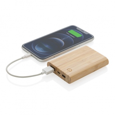 Logo trade business gift photo of: Bamboo 5.000 mAh powerbank