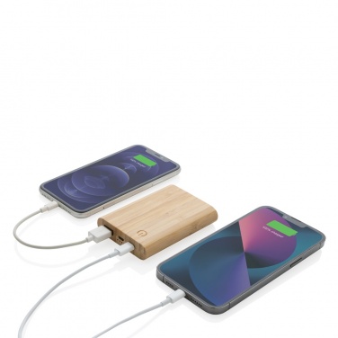 Logo trade business gift photo of: Bamboo 5.000 mAh powerbank