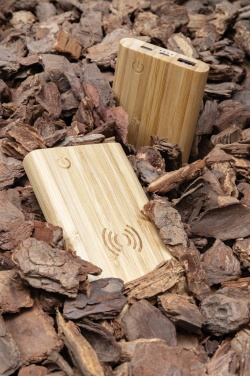 Logo trade advertising products image of: Bamboo 5.000 mAh powerbank